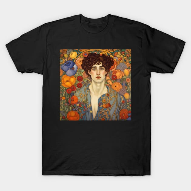 Handsome Boy Art Nouveau Style T-Shirt by LittleBean